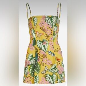 Oscar De La Renta Botanical Yellow Mini Dress